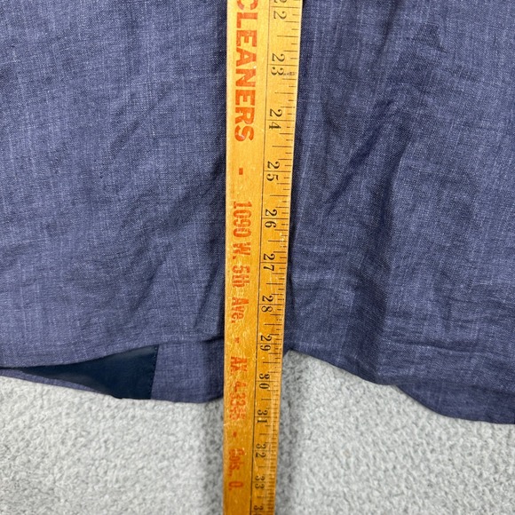 H&M Linen Blazer Sport Coat Mens 44R Blue Elbow Patches 2 Button Slim Fit Formal - Picture 7 of 12